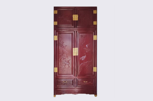 武汉高端中式家居装修深红色纯实木衣柜