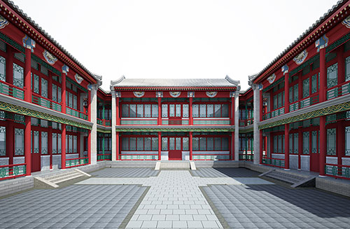 武汉北京四合院设计古建筑鸟瞰图展示