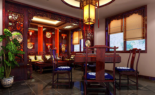 武汉古典中式风格茶楼包间设计装修效果图