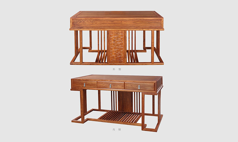 武汉 别墅中式家居书房装修实木书桌效果图